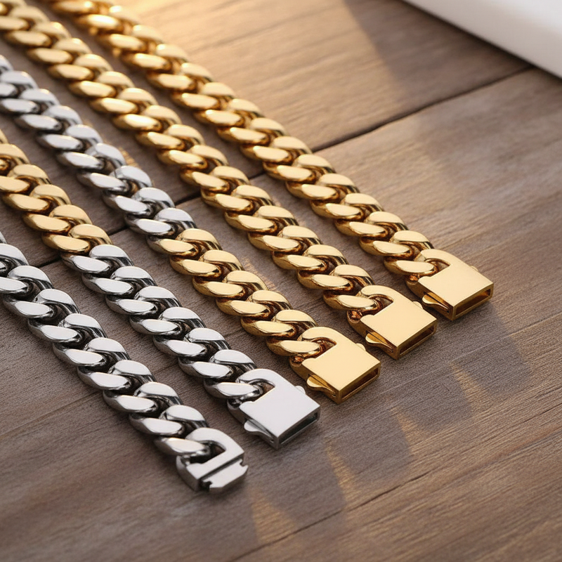 Hip Hop Stainless Steel Flat Curb Cuban Chain