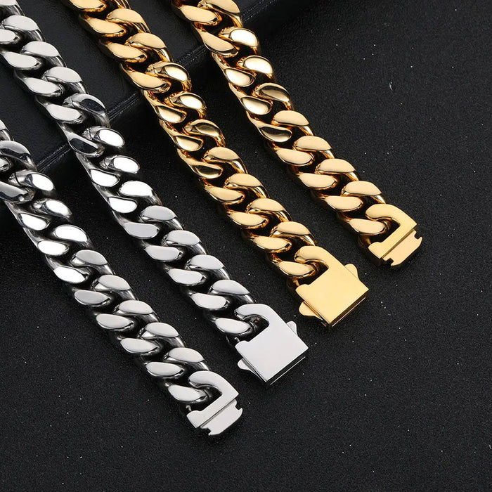 Hip Hop Stainless Steel Flat Curb Cuban Chain-Cubin Chains-Sairahaz Jewelers