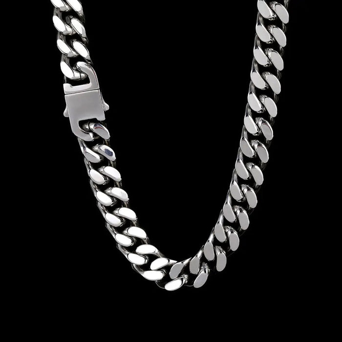 Hip Hop Stainless Steel Flat Curb Cuban Chain-Cubin Chains-Sairahaz Jewelers