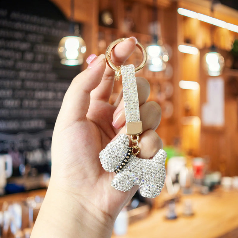 Crystal Rhinestone French Bulldog Keychain