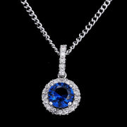 Blue CZ Heart & Arrows Synthetic Elegance Necklace-Pendant-Sairahaz Jewelers