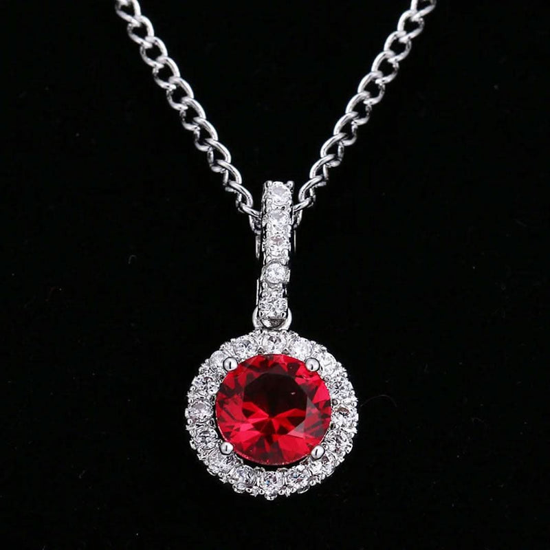 Blue CZ Heart & Arrows Synthetic Elegance Necklace-Pendant-Sairahaz Jewelers
