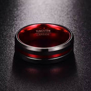 8MM Black & Red Tungsten Carbide Ring-Tungsten Ring-Sairahaz Jewelers