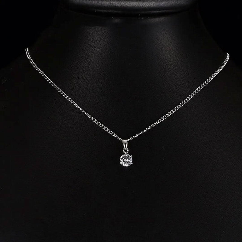 Round Cut Zircon Affordable Elegance Pendant Necklace-Pendant-Sairahaz Jewelers