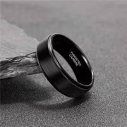 8mm Tungsten Carbide Black Brushed Wedding Ring-Tungsten Ring-Sairahaz Jewelers