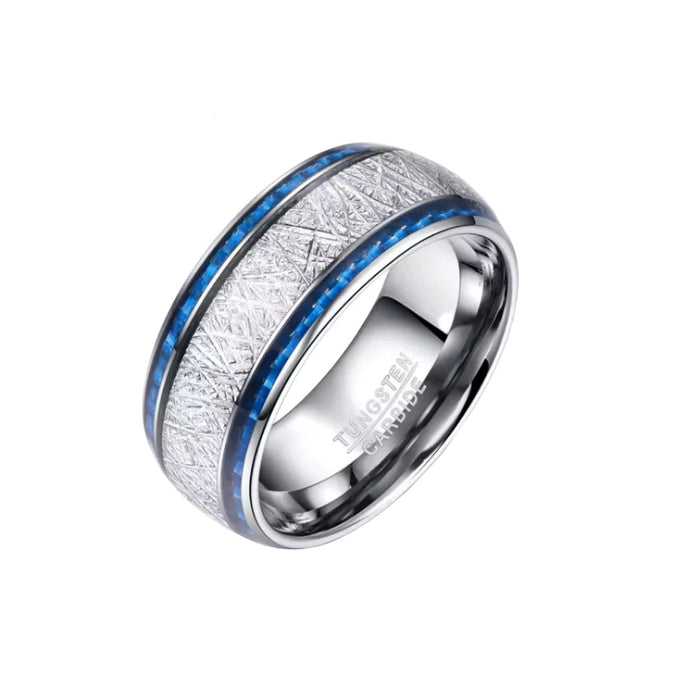 10mm Tungsten Carbide Ring Blue Carbon Fiber-Tungsten Ring-Sairahaz Jewelers