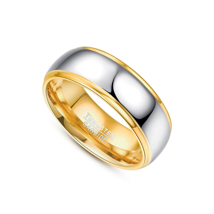 8mm Domed Tungsten Carbide Ring Gold Polished-Tungsten Ring-Sairahaz Jewelers