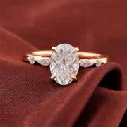 Plain Oval Cut Moissanite Ring 14k Gold-Rings-Sairahaz Jewelers