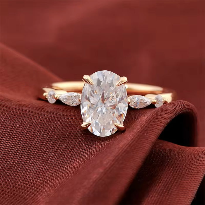 Plain Oval Cut Moissanite Ring 14k Gold