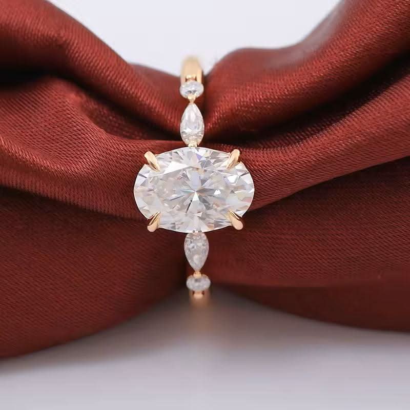 Plain Oval Cut Moissanite Ring 14k Gold-Rings-Sairahaz Jewelers