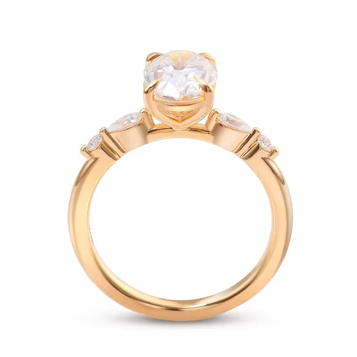 Plain Oval Cut Moissanite Ring 14k Gold