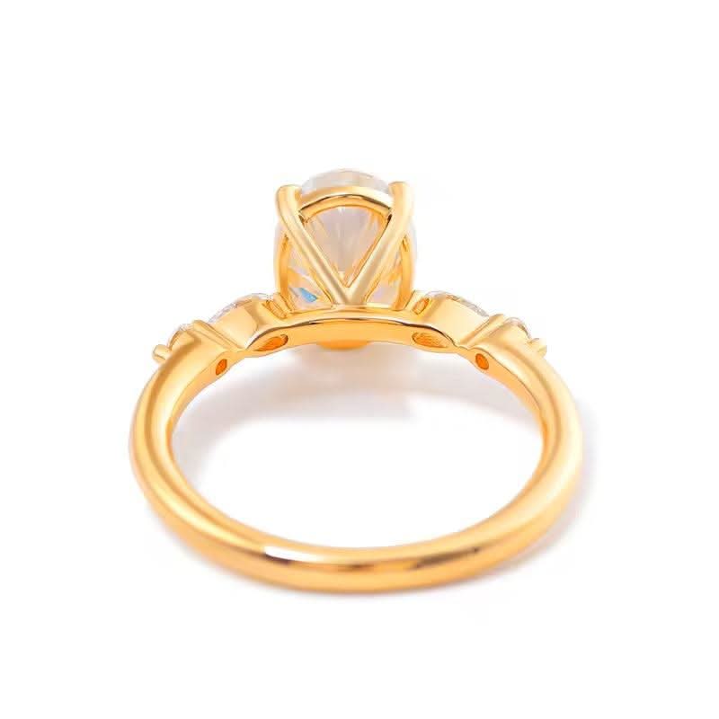 Plain Oval Cut Moissanite Ring 14k Gold-Rings-Sairahaz Jewelers