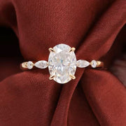 Plain Oval Cut Moissanite Ring 14k Gold-Rings-Sairahaz Jewelers