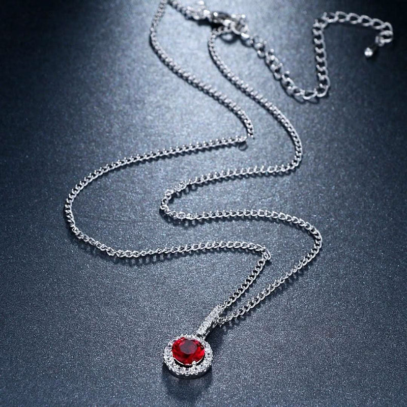 Blue CZ Heart & Arrows Synthetic Elegance Necklace-Pendant-Sairahaz Jewelers