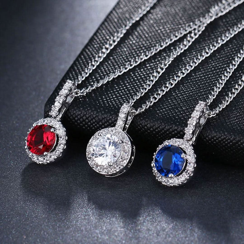 Blue CZ Heart & Arrows Synthetic Elegance Necklace-Pendant-Sairahaz Jewelers