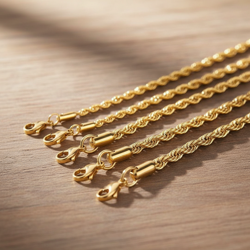 Twisted Stainless Steel Vermeil Rope Chain