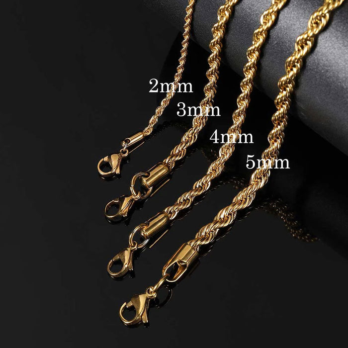 Twisted Stainless Steel Vermeil Rope Chain