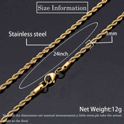 Twisted Stainless Steel Vermeil Rope Chain-Cubin Chains-Sairahaz Jewelers
