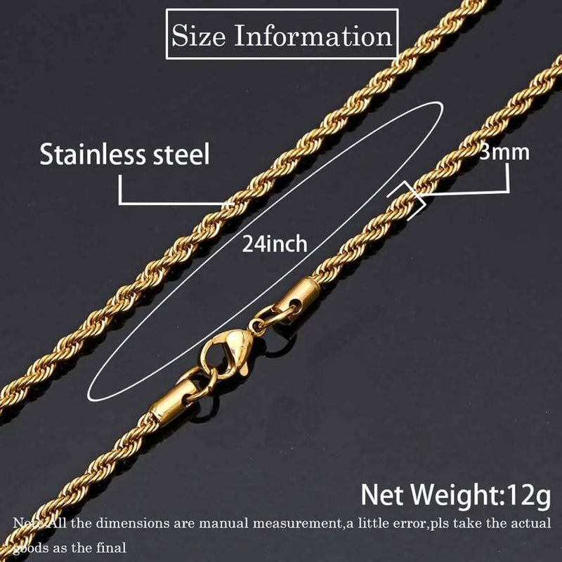 Twisted Stainless Steel Vermeil Rope Chain-Cubin Chains-Sairahaz Jewelers