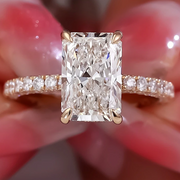 3 Carat Cushion Cut Lab Diamond Ring in 18K Gold