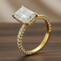3 Carat Cushion Cut Lab Diamond Ring in 18K Gold