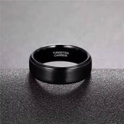 8mm Tungsten Carbide Black Brushed Wedding Ring-Tungsten Ring-Sairahaz Jewelers