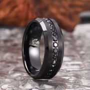 8mm Tungsten Carbide Black Zirconia Engagement Ring-Rings-Sairahaz Jewelers
