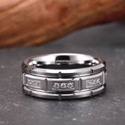 8mm Tungsten Carbide Ring with White Zircon-Rings-Sairahaz Jewelers