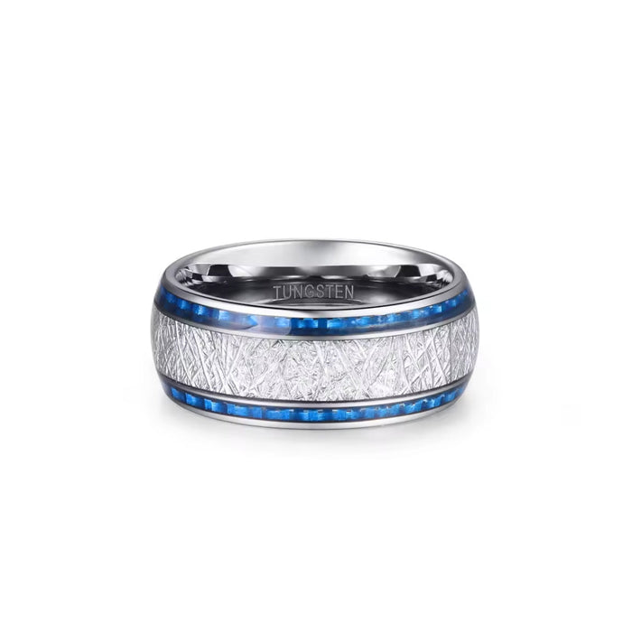 10mm Tungsten Carbide Ring Blue Carbon Fiber-Tungsten Ring-Sairahaz Jewelers