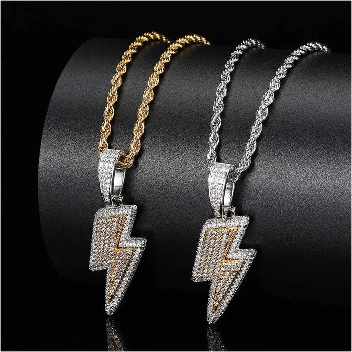 High Quality Lightning Hip Hop Rock Pendant Necklace