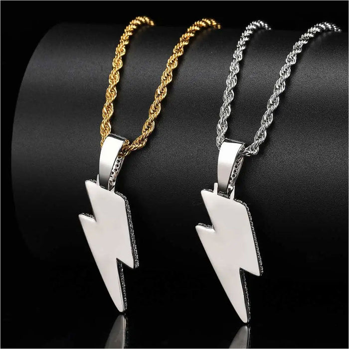 High Quality Lightning Hip Hop Rock Pendant Necklace