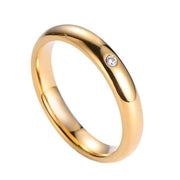 18K Gold IP Plain CZ Band Tungsten Wedding Ring - 4mm-Rings-Sairahaz Jewelers