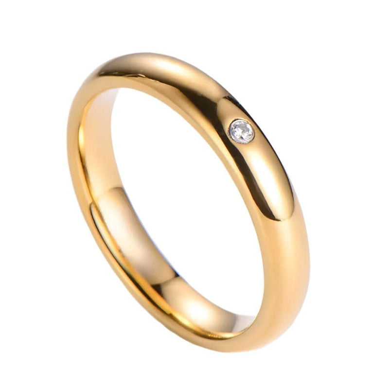 18K Gold IP Plain CZ Band Tungsten Wedding Ring - 4mm-Rings-Sairahaz Jewelers