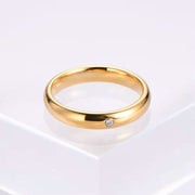 18K Gold IP Plain CZ Band Tungsten Wedding Ring - 4mm-Rings-Sairahaz Jewelers