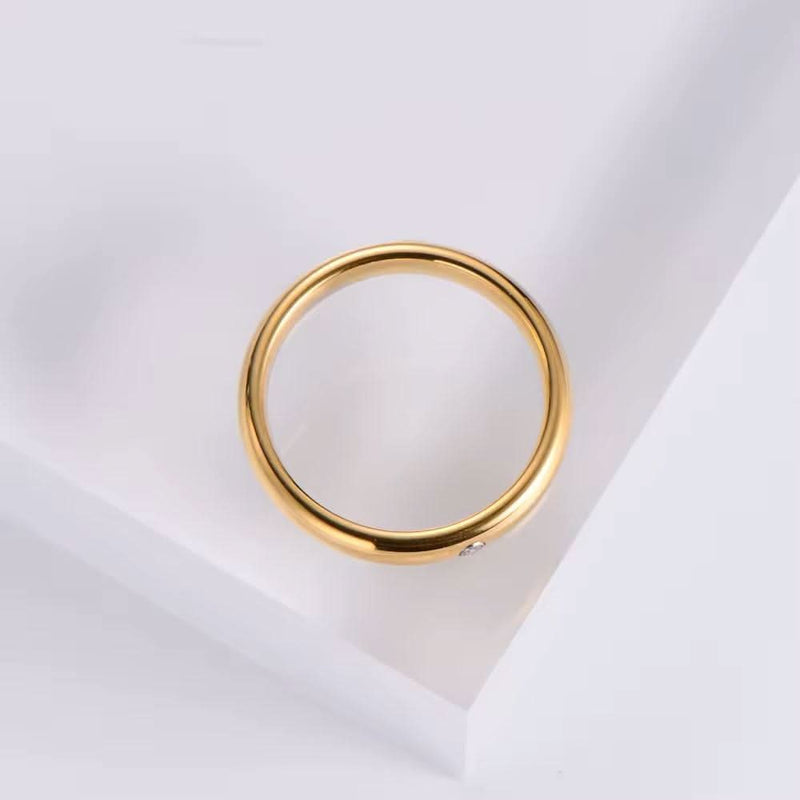 18K Gold IP Plain CZ Band Tungsten Wedding Ring - 4mm-Rings-Sairahaz Jewelers