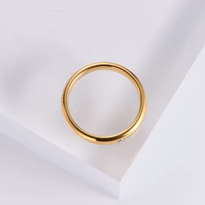 18K Gold IP Plain CZ Band Tungsten Wedding Ring - 4mm-Rings-Sairahaz Jewelers