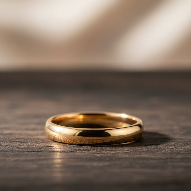 18K Gold IP Plain Band Tungsten Wedding Ring - 4mm