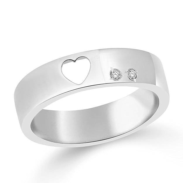 Rhodium Plated Heart Ring-Rings-Sairahaz Jewelers