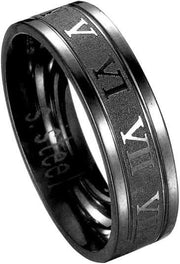 Titanium Steel Roman Numerals Love Ring-Rings-Sairahaz Jewelers
