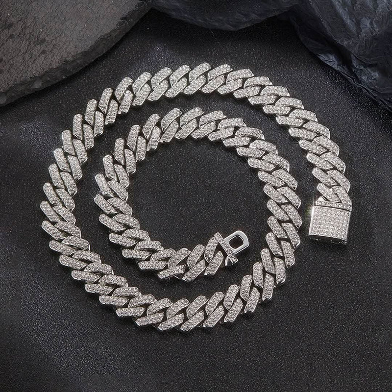 13mm Hip Hop Classic Rhinestone Cuban Link Chain-Cubin Chains-Sairahaz Jewelers