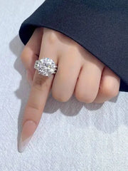 5 Carat Round Moissanite Ring-Rings-Sairahaz Jewelers