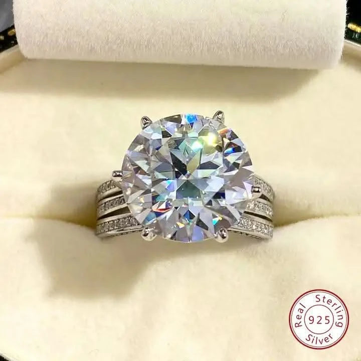 5 Carat Round Moissanite Ring-Rings-Sairahaz Jewelers