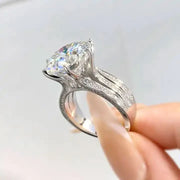 5 Carat Round Moissanite Ring-Rings-Sairahaz Jewelers
