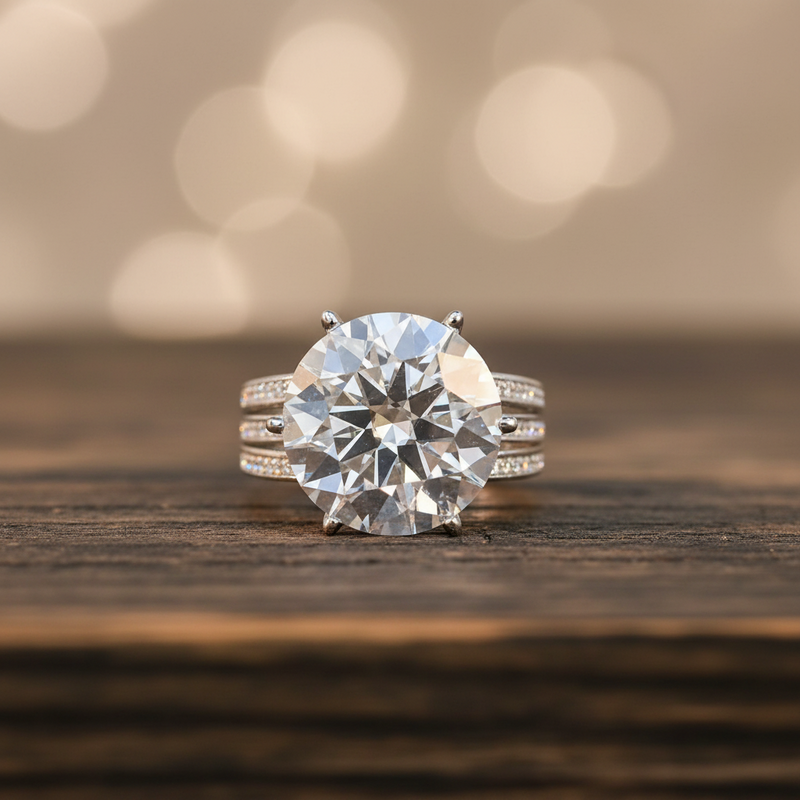 5 Carat Round Moissanite Ring