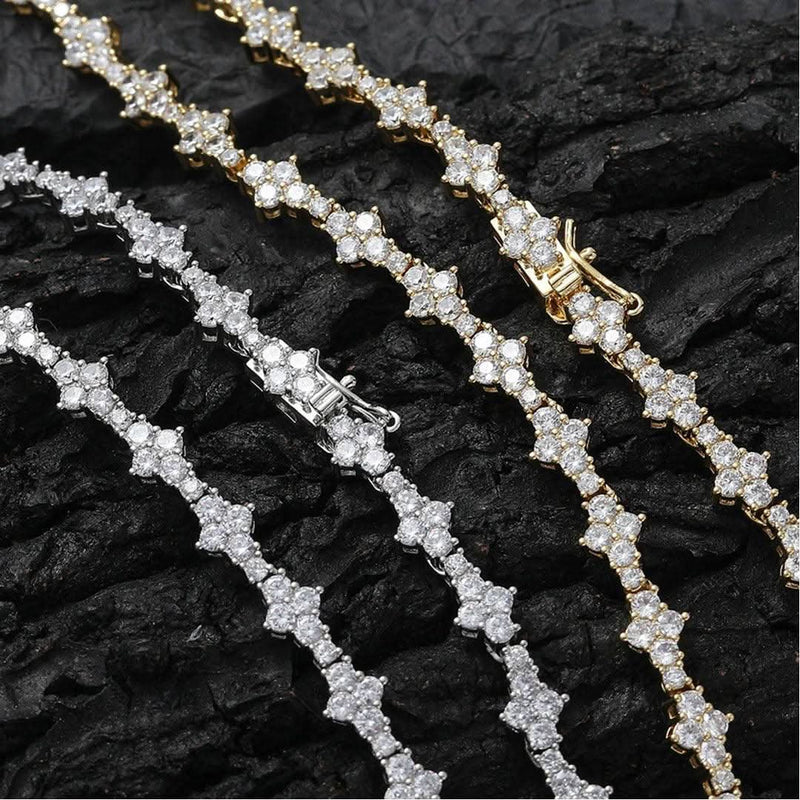 Classic Honeycomb Tennis Punk Chain Necklace-Cubin Chains-Sairahaz Jewelers