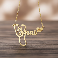 Custom Name Necklace Personalized Stethoscope Pendant | Gold Silver Rose Gold - Gift for Her - Sairahaz
