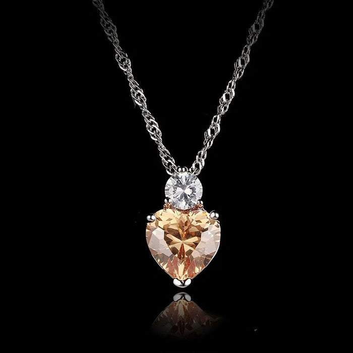 Heart Shaped Zircon Fashionable Elegance Necklace-Pendant-Sairahaz Jewelers