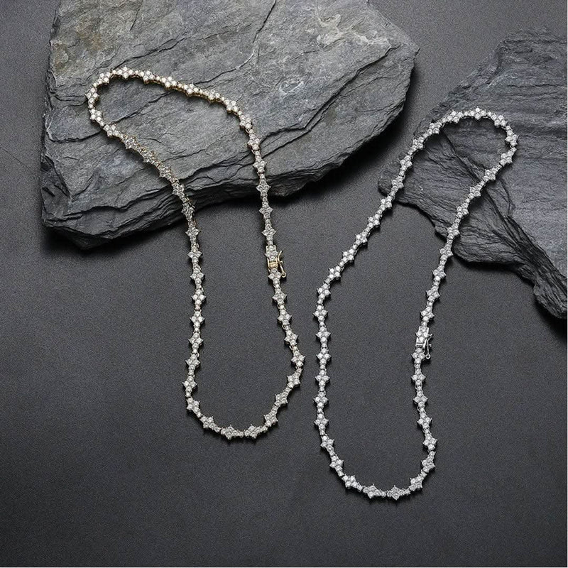 Classic Honeycomb Tennis Punk Chain Necklace-Cubin Chains-Sairahaz Jewelers