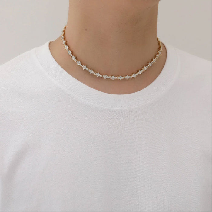 Classic Honeycomb Tennis Punk Chain Necklace