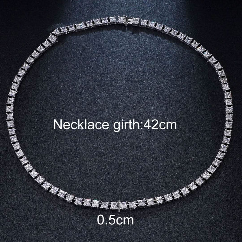Square Luxury Cubic Zirconia Necklace-Cubin Chains-Sairahaz Jewelers